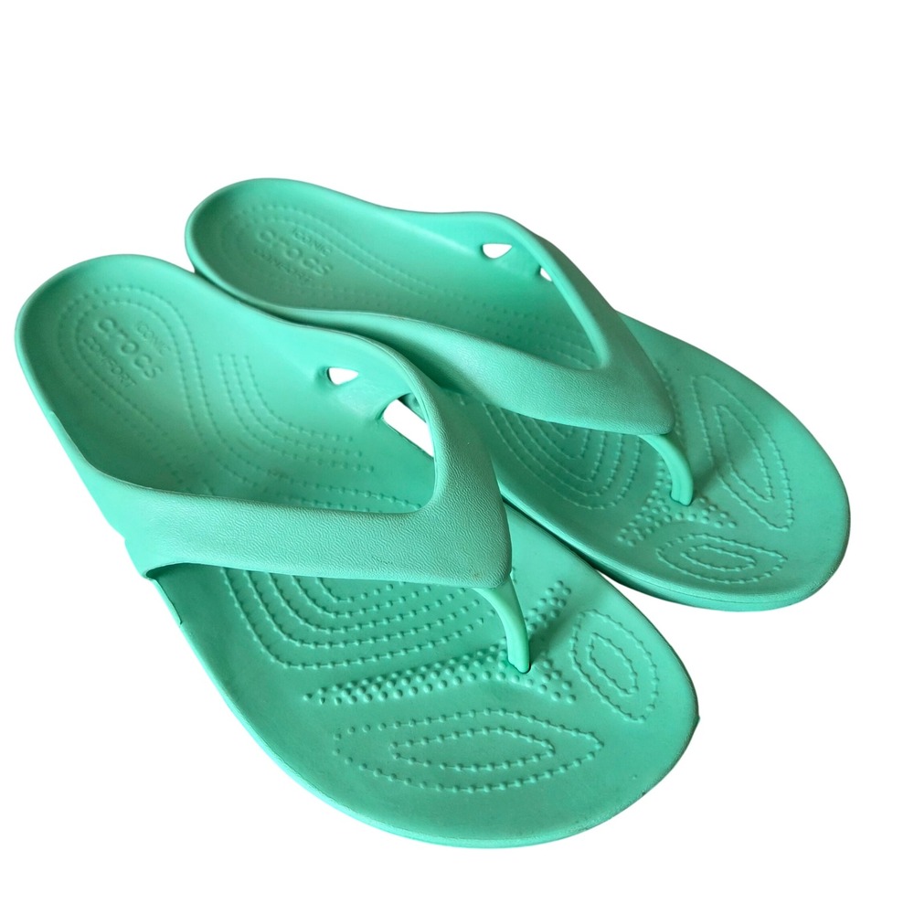 Crocs Flip Flops Kadee II Women 8 Mint Green Thong Sandals Lightweight Comfort